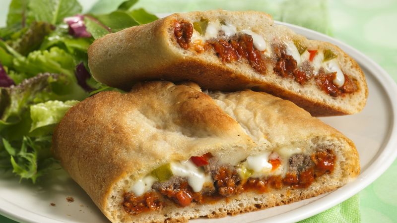 stromboli with lettuce on the side